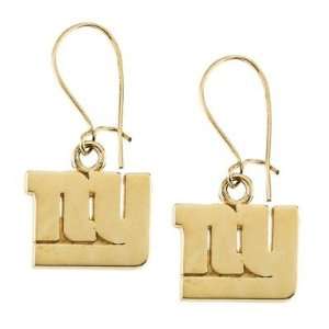  14K Yellow New York Giants NFL Logo Dangle Earrings 