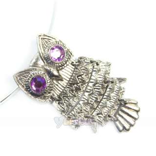 NEW FASHION personalized Owl necklace purple eyes nice  