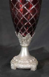 Cut Glass Silver Plate Classic French Urns Vases  