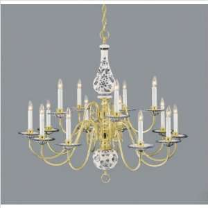 Delft Fifteen Light Chandelier Finish Combination of Pewter and Blue