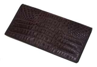 Crocodile Leather Wallet Long Check Book Style Brown  