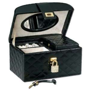   Diamond Leather Jewelry Case (Black) (4.2H x 5W x 6.25D) Home