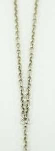 Fashion Necklace Silver Rosary Chain w/ Cross Diamonds  