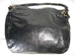 MARC JACOBS BLACK LEATHER BAG W/ SOLID BRASS HARDWARE  