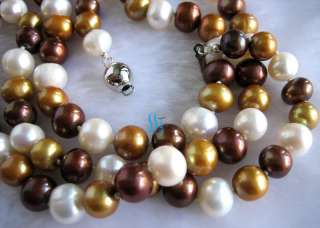 34 8 9mm MultiColor Natural Fresh Water Pearl Necklace m4  
