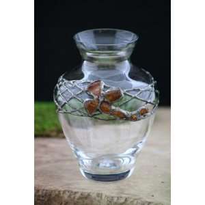   Idea Art Crystal Glass Decorative Amber & Tin Vase