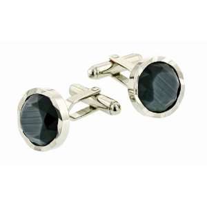  JJ Weston silver plated diamond cut cufflinks with faceted 