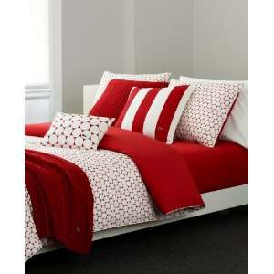  Lacoste Bedding, Othello Twin Duvet Cover Set White/Red 
