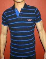   HOLLISTER HCO MUSCLE SLIM FIT POLO RUGBY T SHIRT TIGER NAVY MENS L