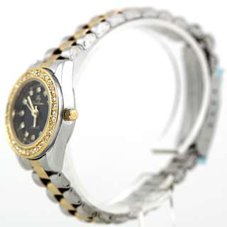 Luxury Crystal Diamond Gold&Black Face Quartz Women Lady Wrist Watch 