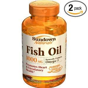  Sundown Fish Oil, 1000 mg, 120 Softgels (Pack of 2 