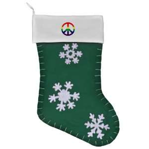   Christmas Stocking Green Rainbow Peace Symbol Sign 