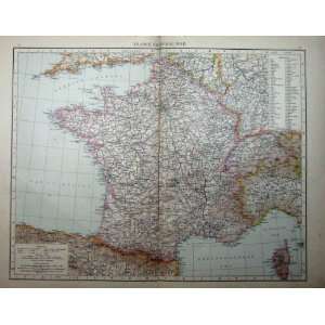 1896 MAP FRANCE CORSICA PARIS MARSEILLES BORDEAUX 