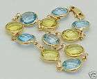 Gold and Blue Topaz 24 Carats Womens Bracelet 7 1/4  