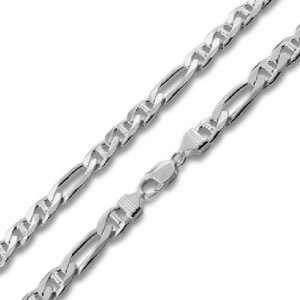   Unisex Figaro Chain Necklace 24 inch long 6 mm thickness Lobster Clasp