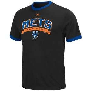  Majestic New York Mets Youth Black Classic Club Ringer T 