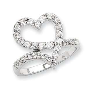  Sterling Silver CZ Open Heart Ring Size 6 Jewelry