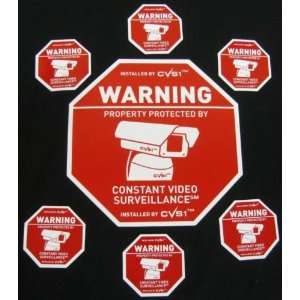  1 Security Camera Spy Sign plus 6 Decals CCTV Weatherproof 