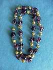 Gorgeous Vintage Long Amethyst Poured Glass Gold Beads Gripoix Chain 
