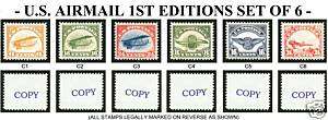 CLASSIC AIRMAIL STAMP REPRODUCTIONS #C1   #C6  