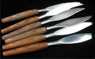   of 6 mode danish vintage steak knives with wood teak rosewood handles