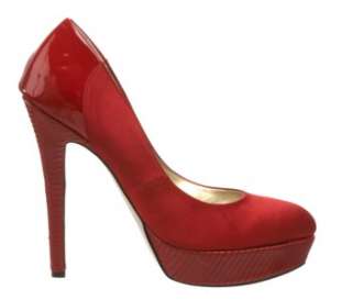 NIB New BEBE Red JEREMY Satin Patent Platform Pumps Heels Shoes  