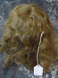 ANTIQUE CURLY BROWN WIG FOR LARGER BISQUE DOLLS  