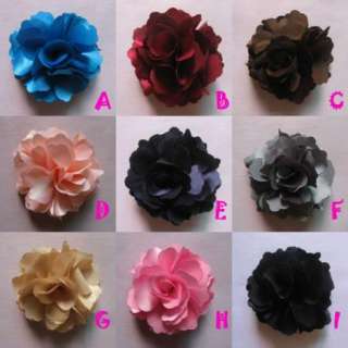 Girls Women 3 Silk Rose Flower Flower Hair Bow Clips Brooch 9 color 