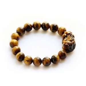 Tiger Eye Beads Fortune Pixiu Dragon Bracelet Jewelry