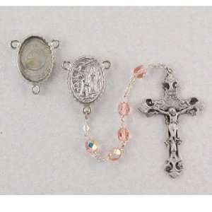  6MM ROSE ROSARY OCTOBER BIRTHSTONE OUR LADY OF LOURDES 
