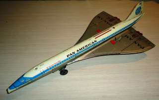   60s LYRA Tin Airplane TOY, Pan American Concorde (Works)  