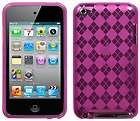 NEW PINK PLAID TPU CANDY SKIN CASE COVER FOR APPLE iPOD TOUCH 4 4G 4TH 