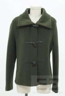 Burberry London Green Wool Half Length Toggle Coat Size US 8  