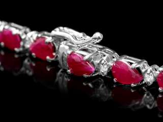   14K WHITE GOLD 28.50CT RUBY 1.00CT DIAMOND NECKLACE +  