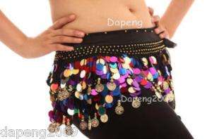 Belly Dance Colorful Sequin Scarf Belt Hip Wrap Skirt  