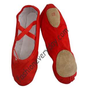 Red Split Sole Canvas Ballet Slippers Toddler 9.5   adult 10   Brand 