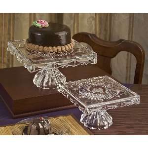 24% CRYSTAL SQUARE FOOTED SERVER CAKE PLATE STAND  