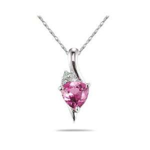  Trillion Shaped Pink Topaz and Diamond Pendant in 14K 