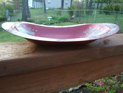 Old Red w/ Gold Tole Painted Tin Bread Bowl Toleware  