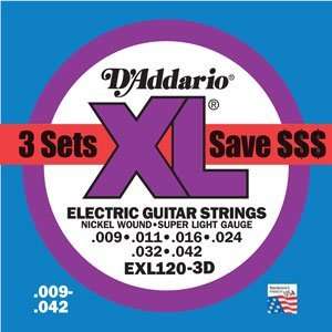  DAddario EXL120 Nickel Super Light Electric Guitar 
