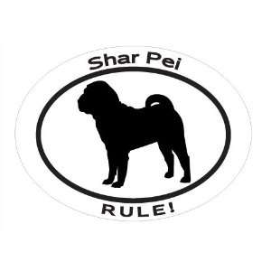  Oval Decal with dog silhouette and statement SHAR PEI 