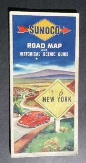 1946 New York road map Sunoco oil scenic guide  