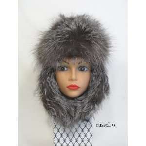 Silver Fox & Black Sheared Beaver Fur Ushanka Hat NEW