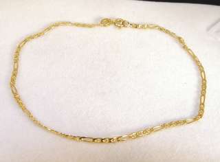 14K Yellow Gold 9 Figaro Link Anklet 2.23gms  