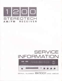STEREOTECH SERVICE MANUAL for MODEL 1200 AM/FM RECEIVER  