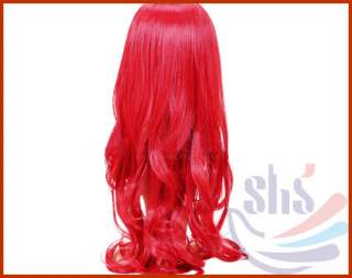 Stylish Long Wavy Curly Cosplay Party Hair Womens Full Wig/Wigs Red 