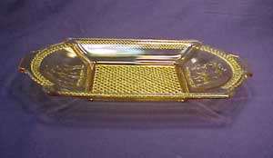 Amber Deer and Pine Tree Pattern Glass Bread Tray  
