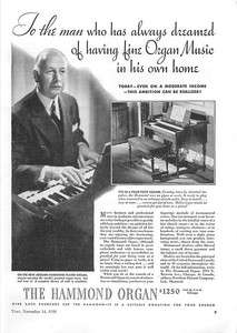 1938 Hammond Organ, New Aeolian Player   Vintage Ad  