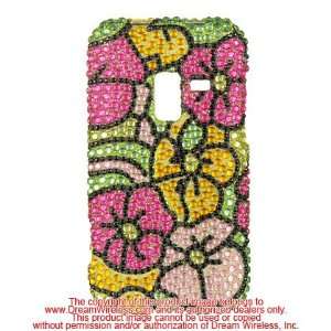   DIAMOND CASE GREEN HOT PINK HAWAII FLOWER With Free Sunglasses Cell