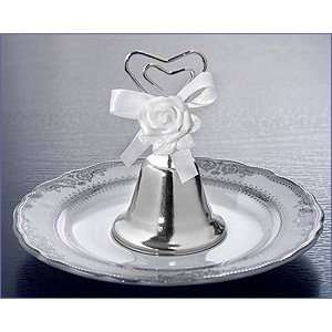  Wedding Bell With White Rose Decoration With Satin Bow   Wedding 